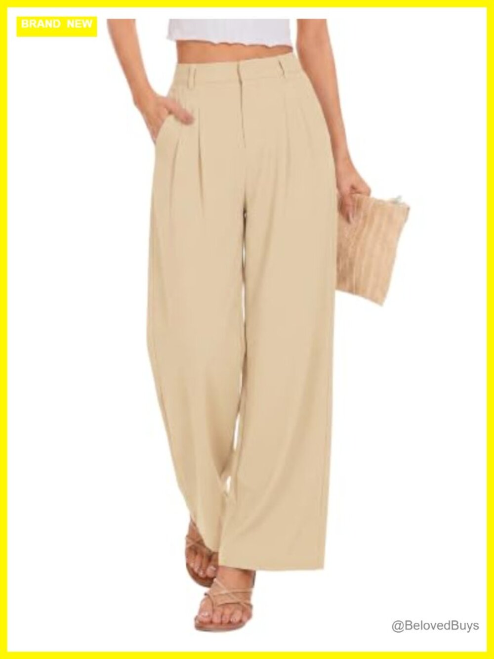 High Waist Wide Leg Palazzo Trousers with Pockets